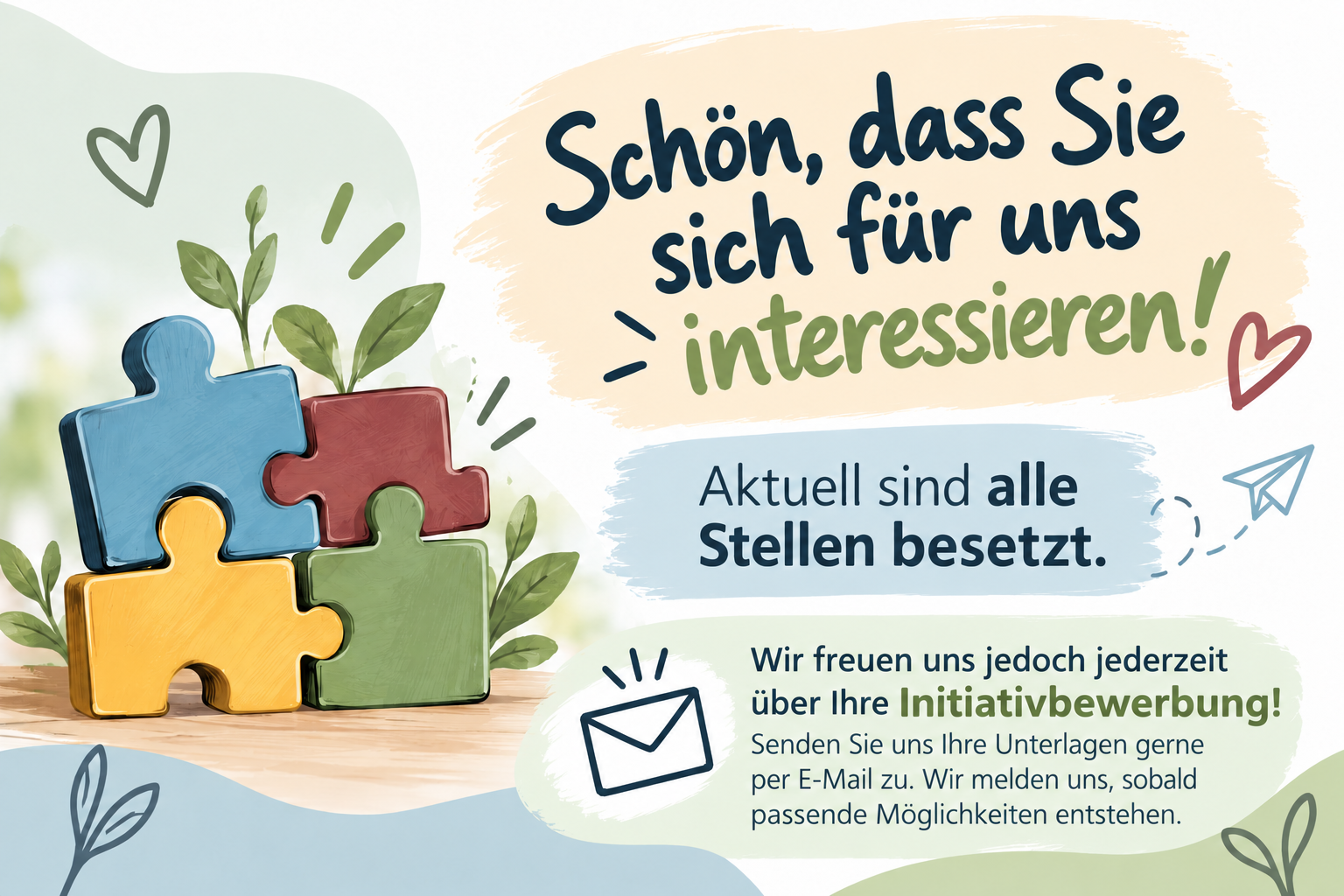 Freundlicher Puzzle-Banner für Bewerbungen